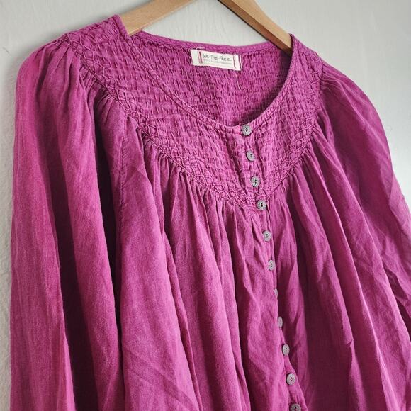Free People We The Cool Meadow Bohemian Flowy Blouse Long Sleeve Top - Picture 8 of 15